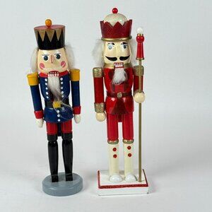 Wooden Nutcracker Soldier & King Set 13"-14" Holiday Decor Inspired Christmas